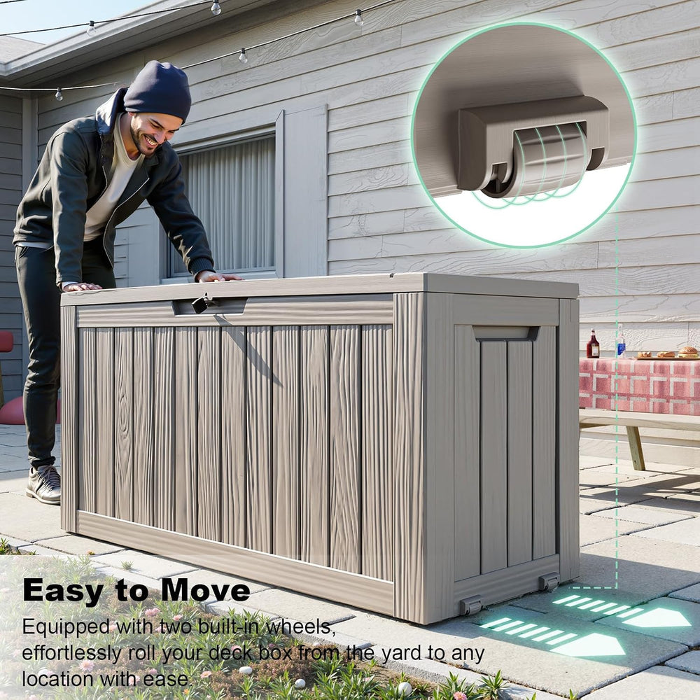 75 Gallon Waterproof Resin Deck Box, UV Resistant Outdoor Storage for Garden,...