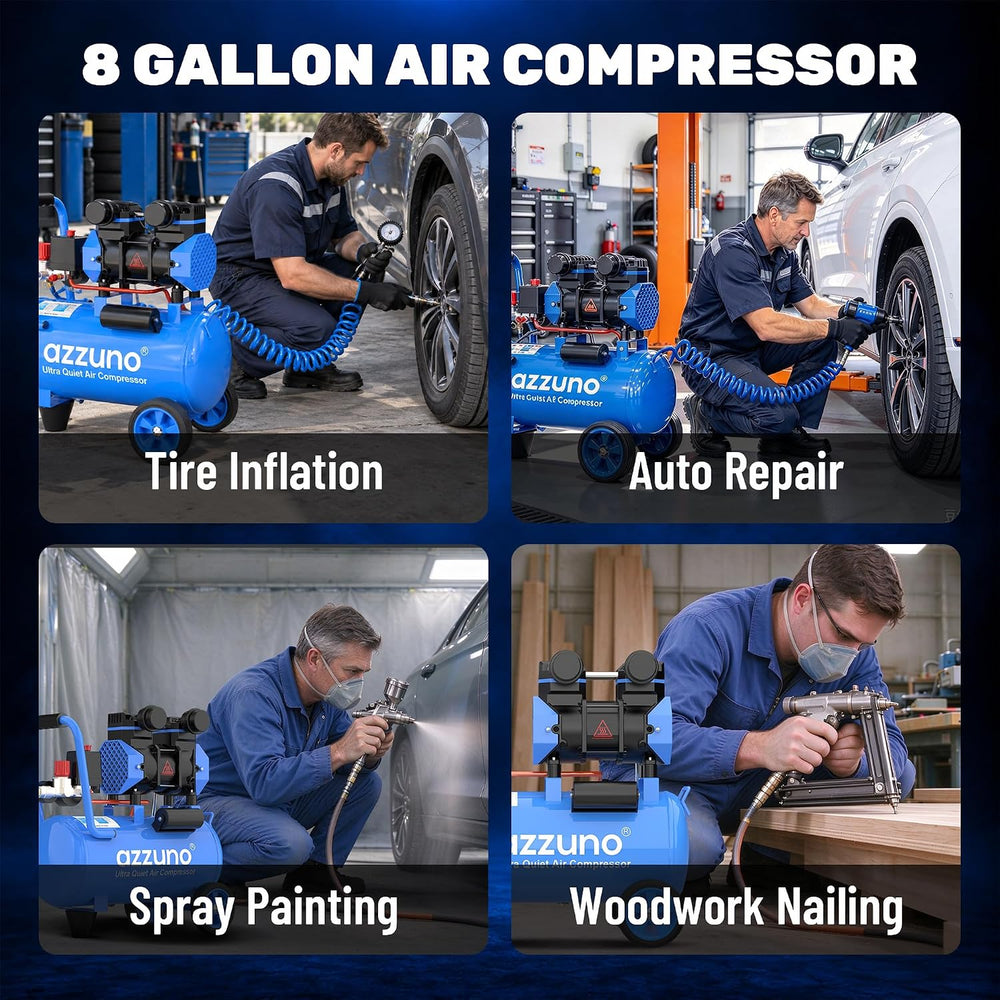 8 Gallon 2 HP Oil-Free Air Compressor, 4.2 CFM @ 90 PSI, 116 Max PSI