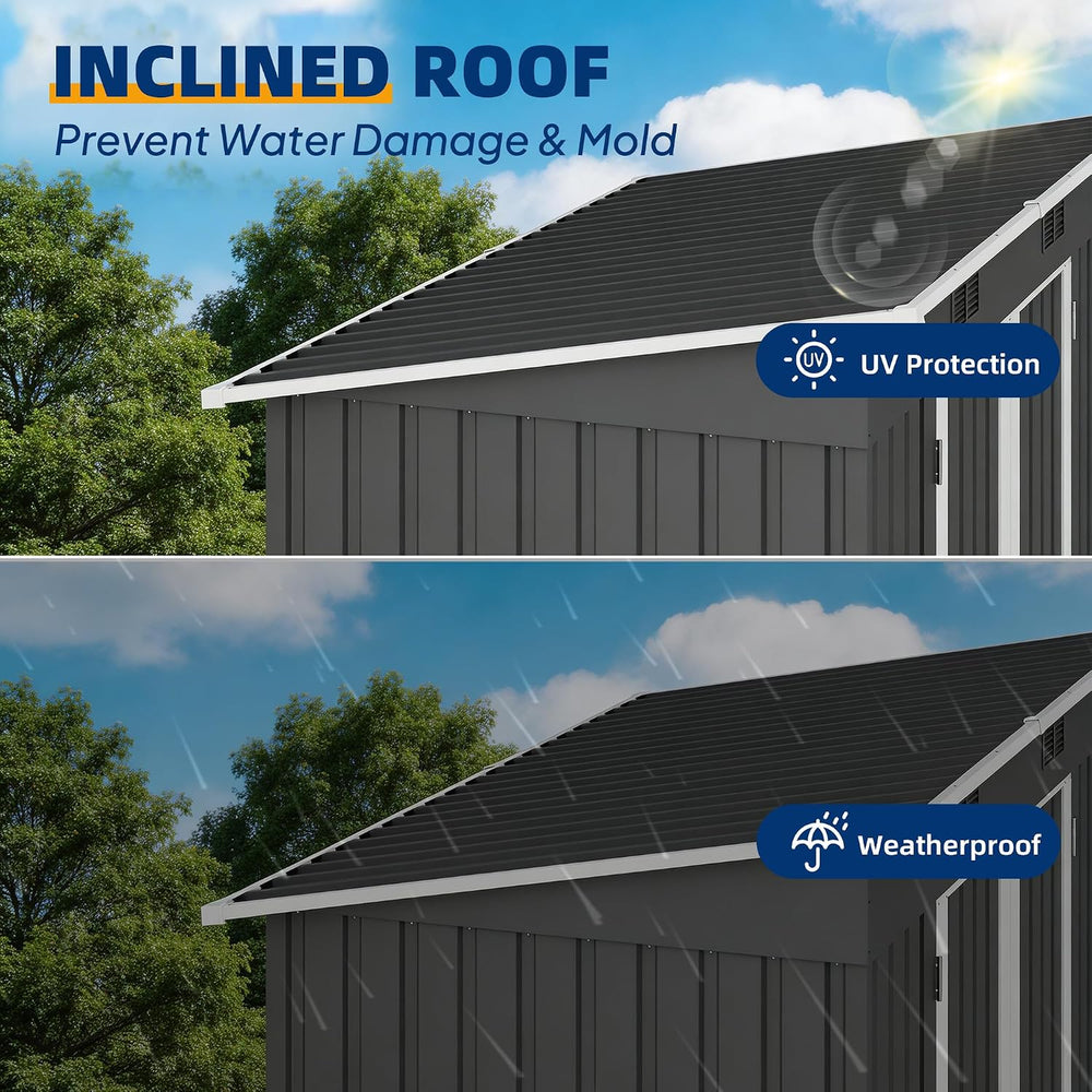 UDPATIO Storage Shed, 8X4 FT Metal Sheds & Outdoor Storage with Sloping R...