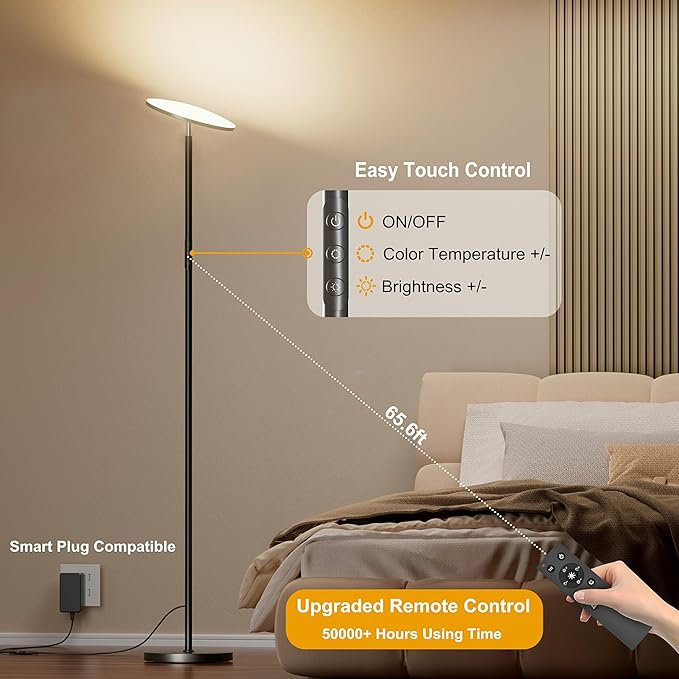 LED Floor Lamp, Bright 36W 3600LM Standing Lamp 350W Equivalent