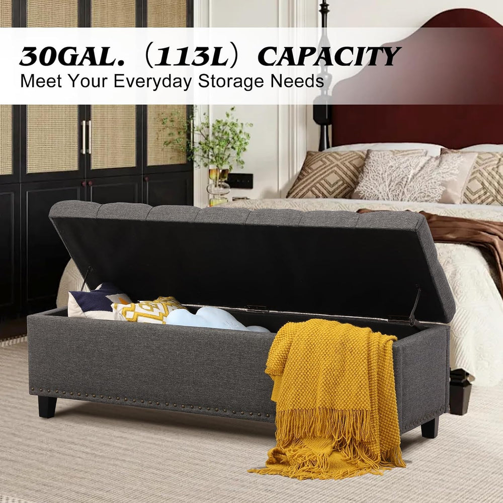 51" Storage Bench for Bedroom, Tufted Storage Ottoman Benchs with Pholst...