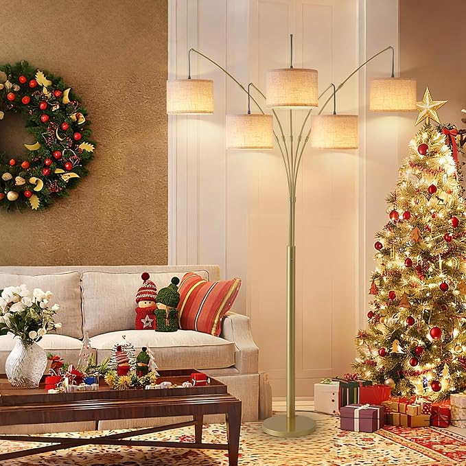Fansdrick Gold Floor Lamps for Living Room, 4000LM Super Bright Arc Floor Lamp