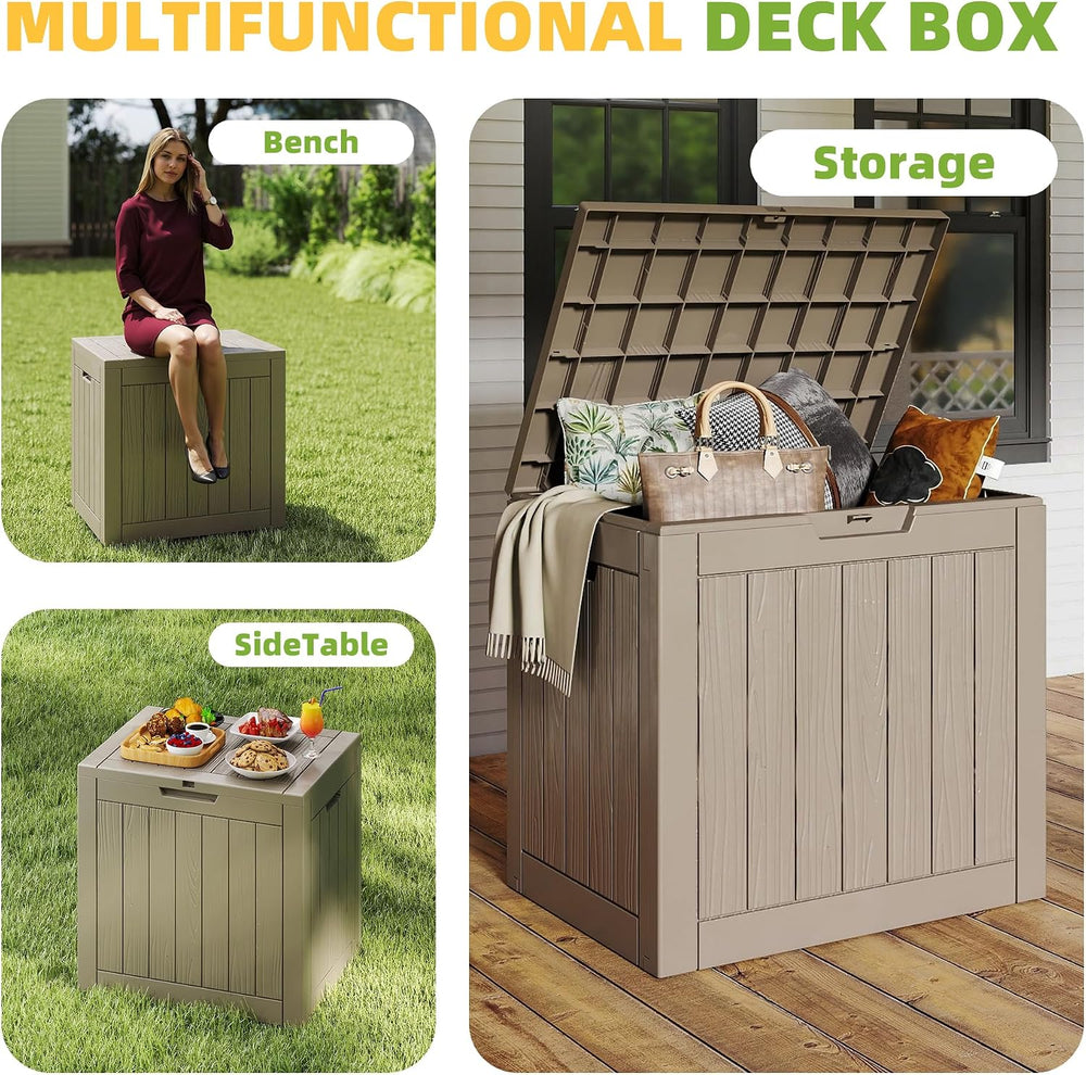 ROJIK 40 Gallon Resin Deck Box, Lockable Waterproof Weatherproof Outdoor Stor...