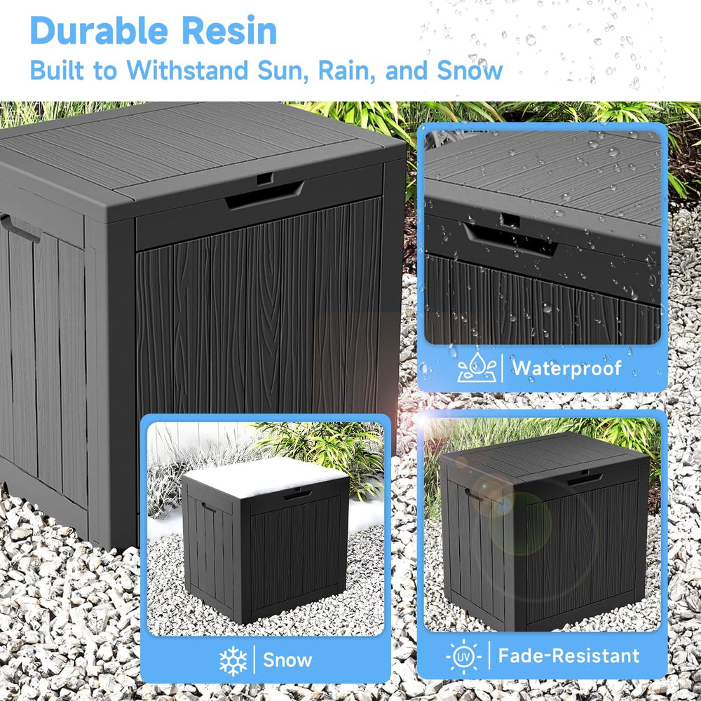 ROJIK 40 Gallon Resin Deck Box, Lockable Waterproof Weatherproof Outdoor Stor...