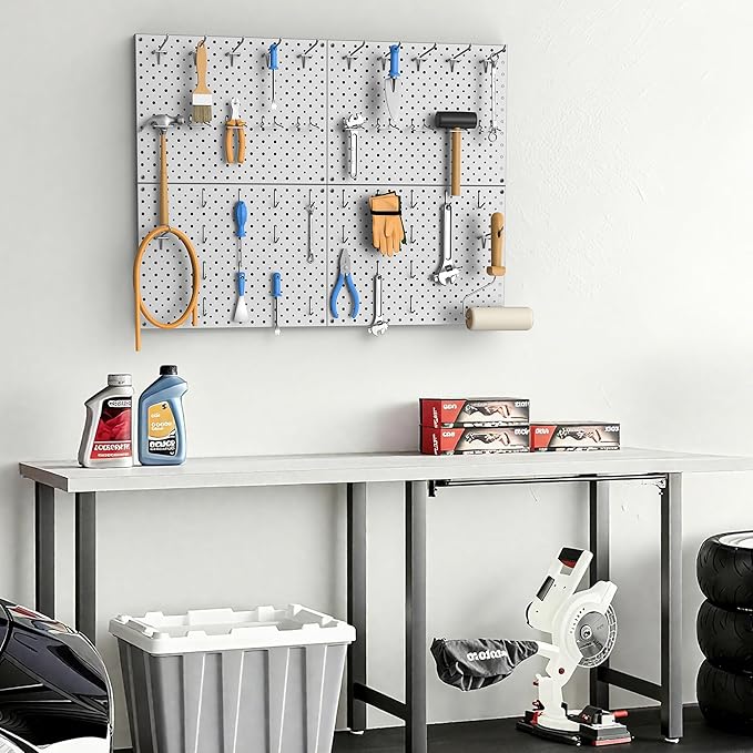 EVERHANGER Metal Pegboard Panels, Heavy Duty Pegboard Wall Organizer, Garage