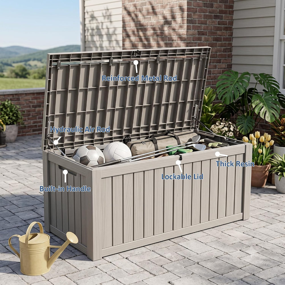 Vixzen Waterproof Outdoor Storage Box 220 Gal Deck Box with Lockable Lid