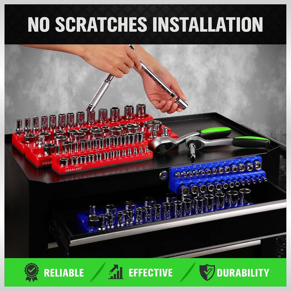 Magnetic Socket Organizer Set, 6PCS Socket Holder, 1/4", 3/8", 1/2&...