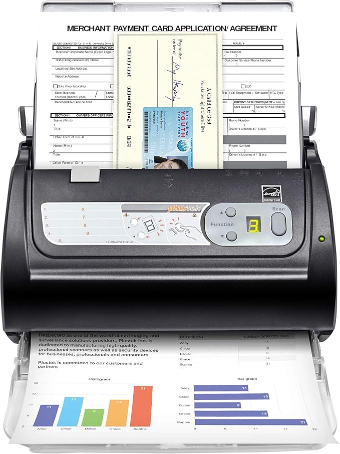 Plustek PS188 High Speed Double-Sided Color Document Scanner,