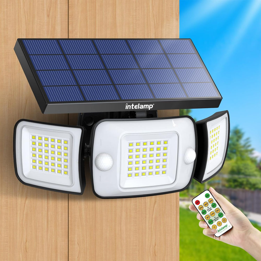 intelamp Solar Flood Lights Outdoor Waterproof, 6000mAh 1200LM Solar Powered