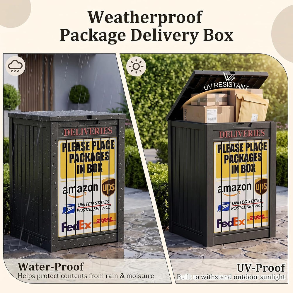 Package Delivery Boxes for Outside, Deck Storage Box Lockable Secure Design