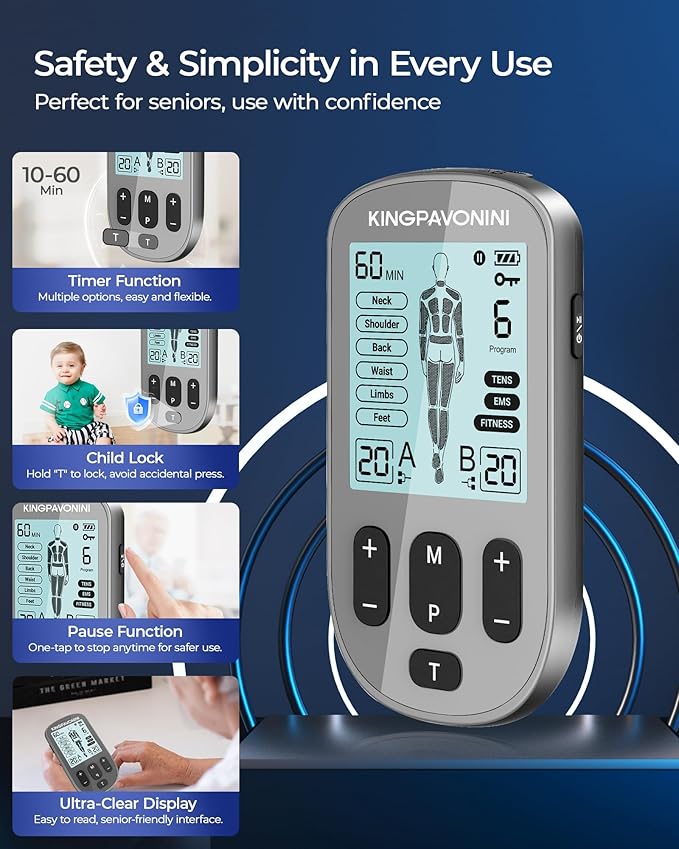 KingPavonini 3-in-1 TENS Unit Muscle Stimulator