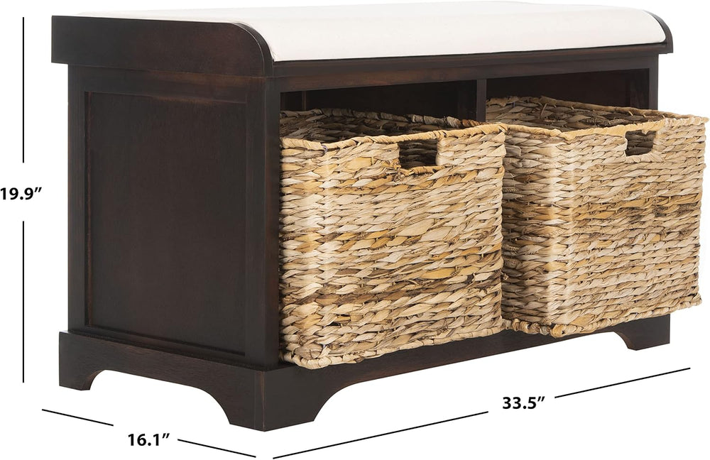 SAFAVIEH Freddy Wood Storage Bench, 33" Farmhouse Brown AMH5736A