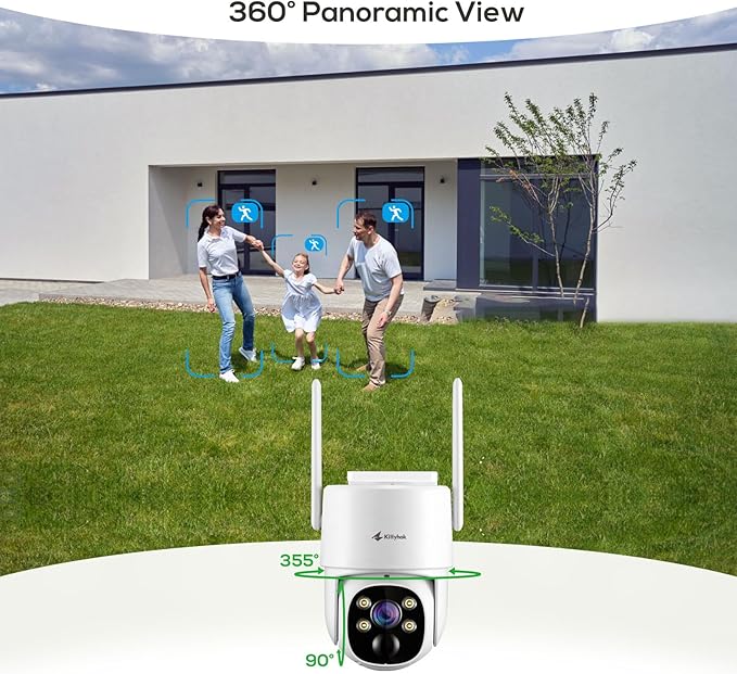 Kittyhok Solar Security Cameras Wireless Outdoor, 360° Pan & Tilt Home Se...