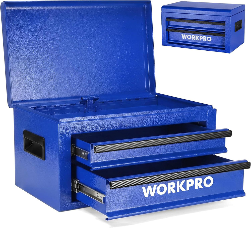 WORKPRO 15" Heavy Duty Metal Toolbox with 2 drawer-Blue