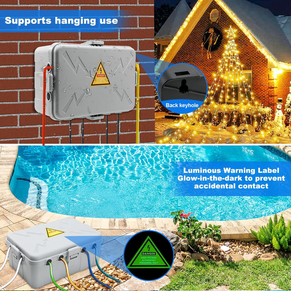 Hrensaw IP54 Large Outdoor Electrical Box w/ 8 Cable Seal Entry, Bundle w/ 3 ...