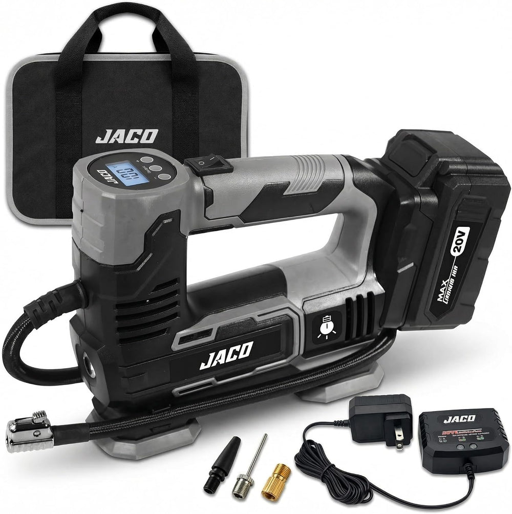JACO 20V Cordless Tire Inflator Portable Air Compressor Car Air Pump