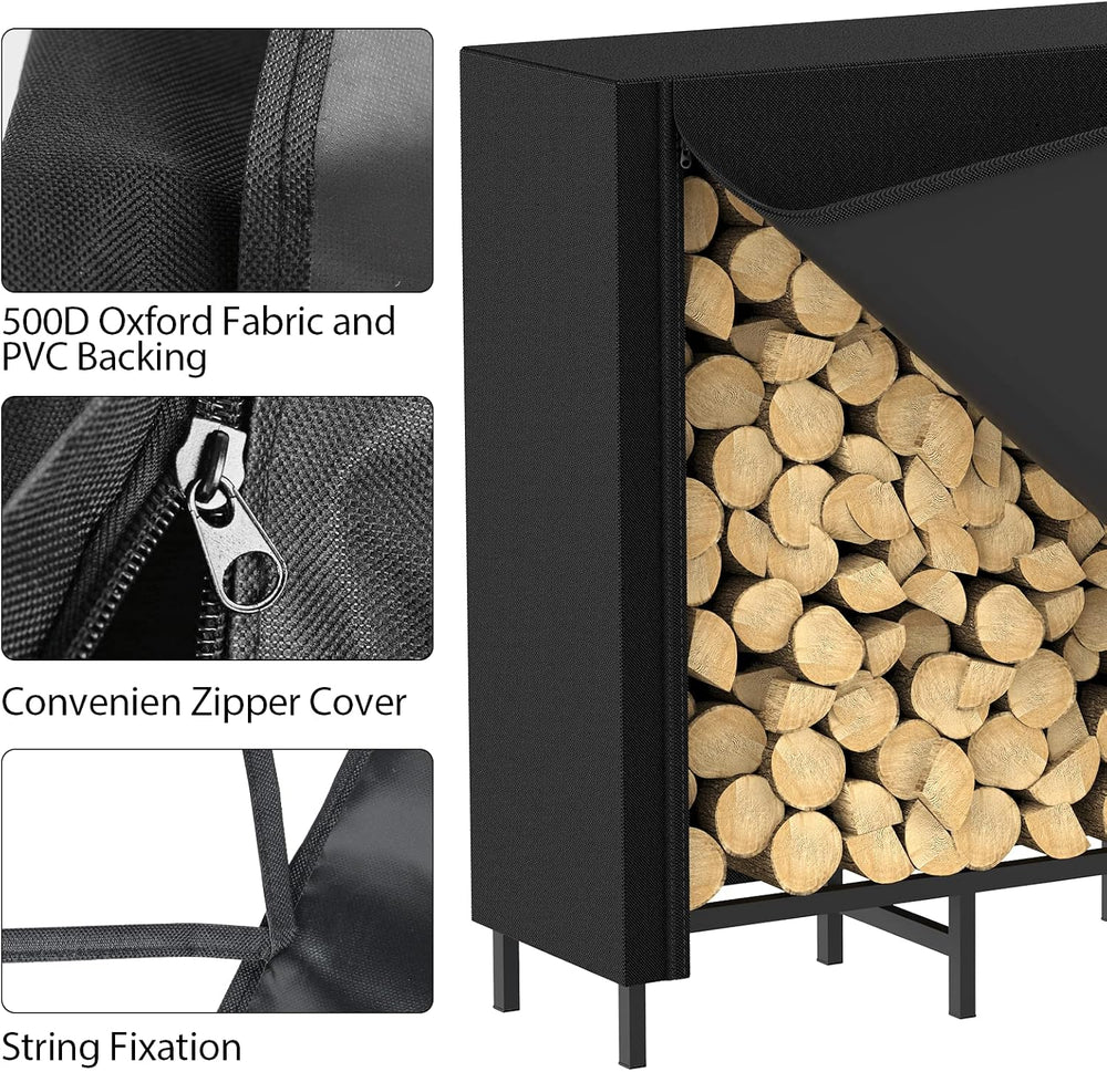 CADUKE Firewood Rack Outdoor with Cover 5.3ft Firewood Log Rack for Fireplace...