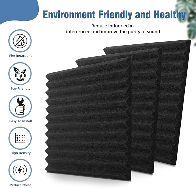 HWLIYUTAI 100 Pack Acoustic Panels 1 X 12 X 12 Inches
