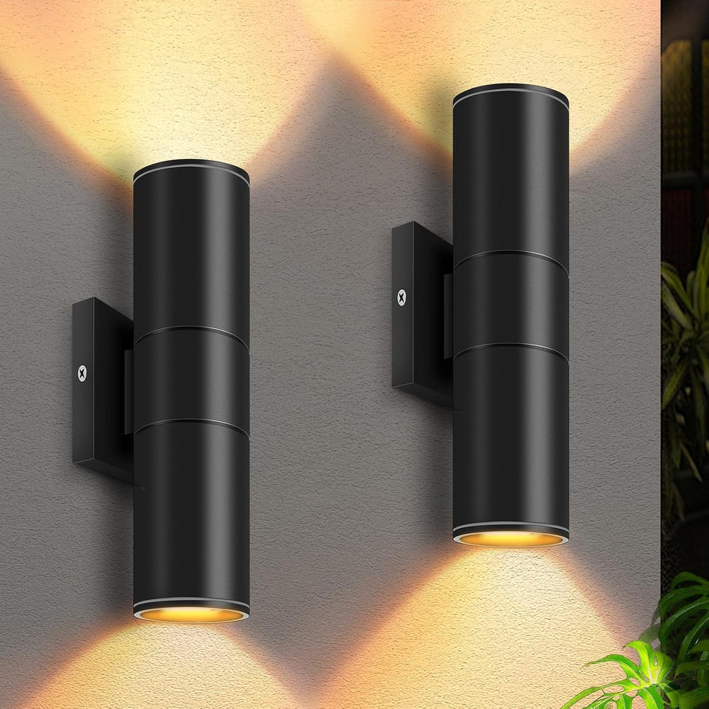 RIDALUX Outdoor Wall Light Cylinder Waterproof : 2 Pack Exterior Fixtures Wall
