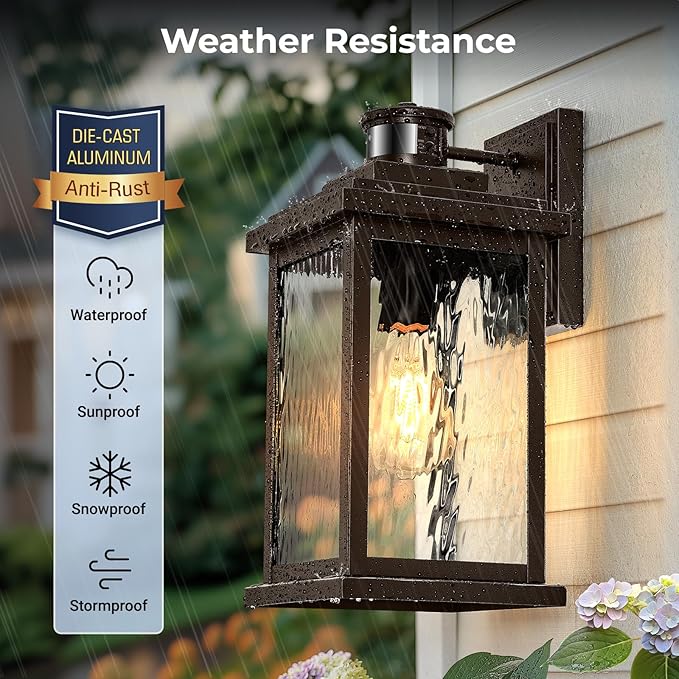 VIANIS Large Adjustable-Sensitivity Motion Sensor Outdoor Lights, Oil-Rubbed