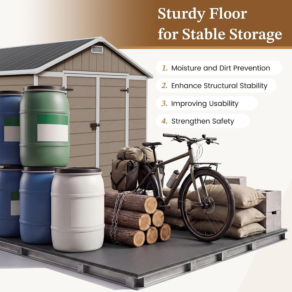 UDPATIO Resin Storage Shed 7.5x12FT, Outdoor Plastic Garden Shed, Brown