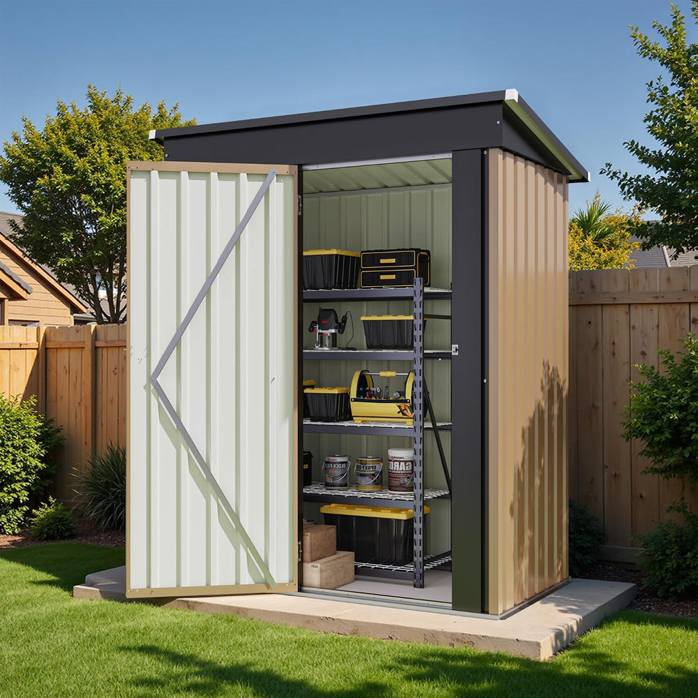 Flamaker 5x3 FT Storage Shed Waterproof Metal Garden Shed with Lockable Door ...