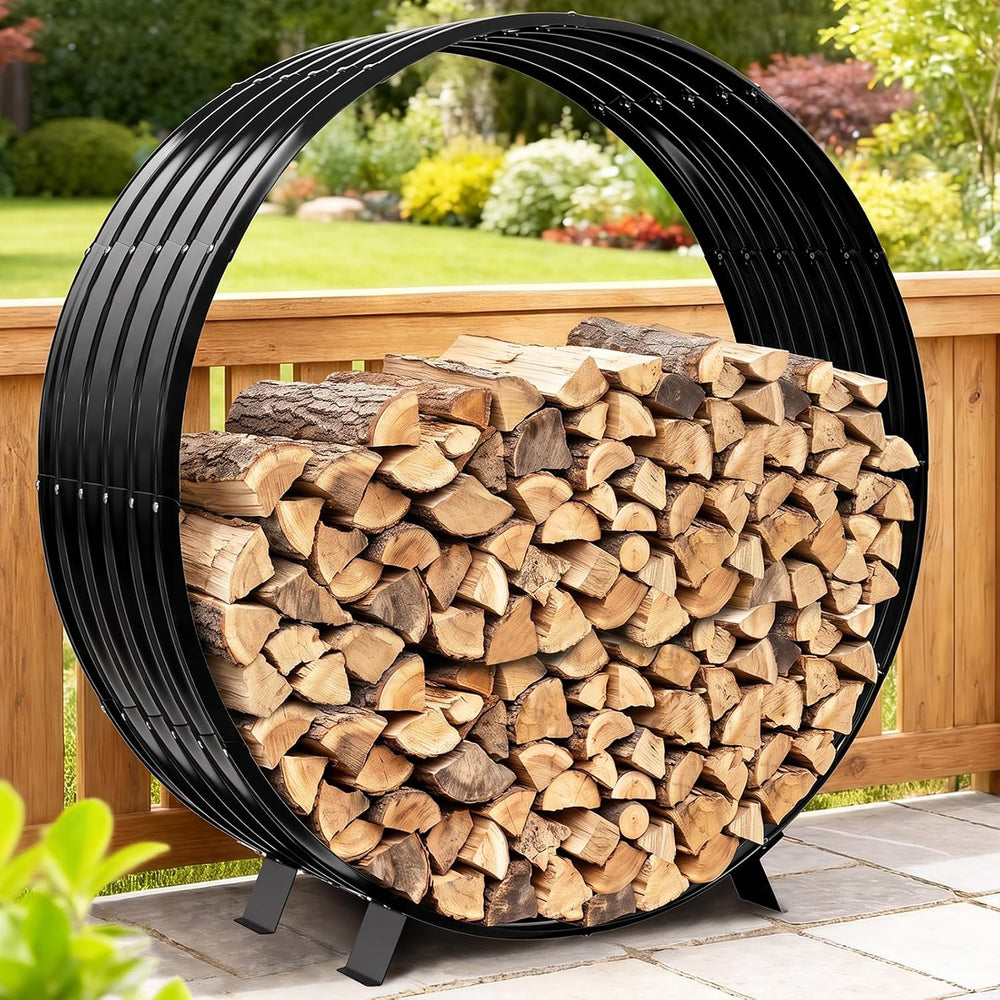 47" Firewood Rack with Roof Cover, Indoor & Outdoor Log Holder Keeps...
