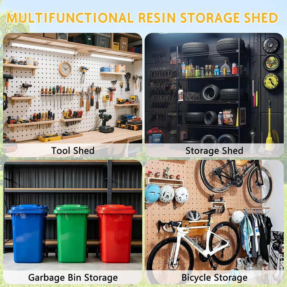 PIPLEO 6x4 FT Resin Outdoor Storage Shed with Floor, Plastic Garden Storage S...