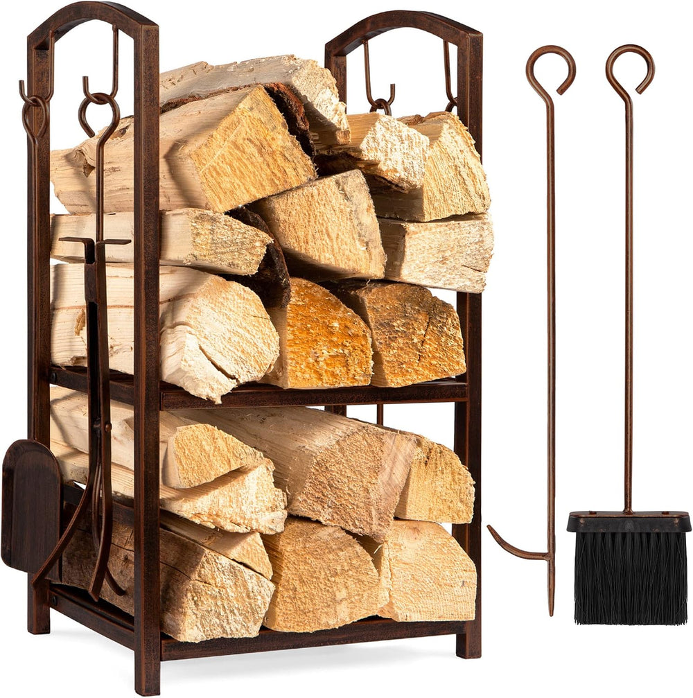 Best Choice Products 5-Piece Indoor Outdoor Wrought Iron Firewood Log Storage...