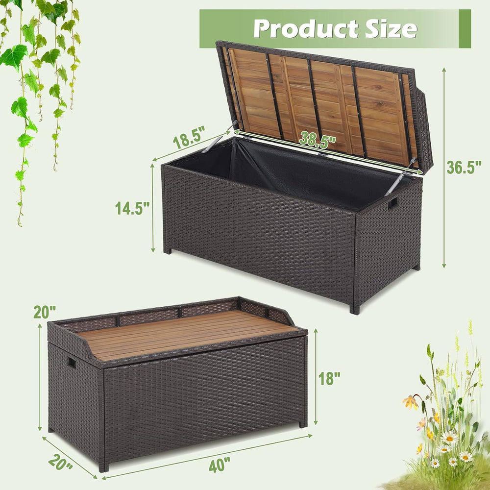 Tangkula 45 Gallon Outdoor Storage Bench, Mix Brown Rattan Storage Container ...