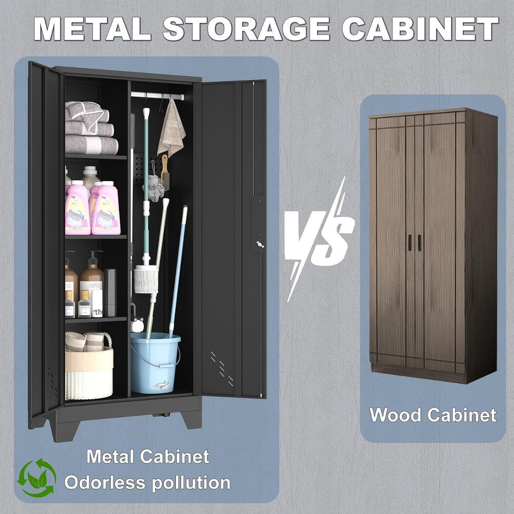 OSEILLC Metal Storage Cabinet with Locking Doors, 61" Tall Garage with H...