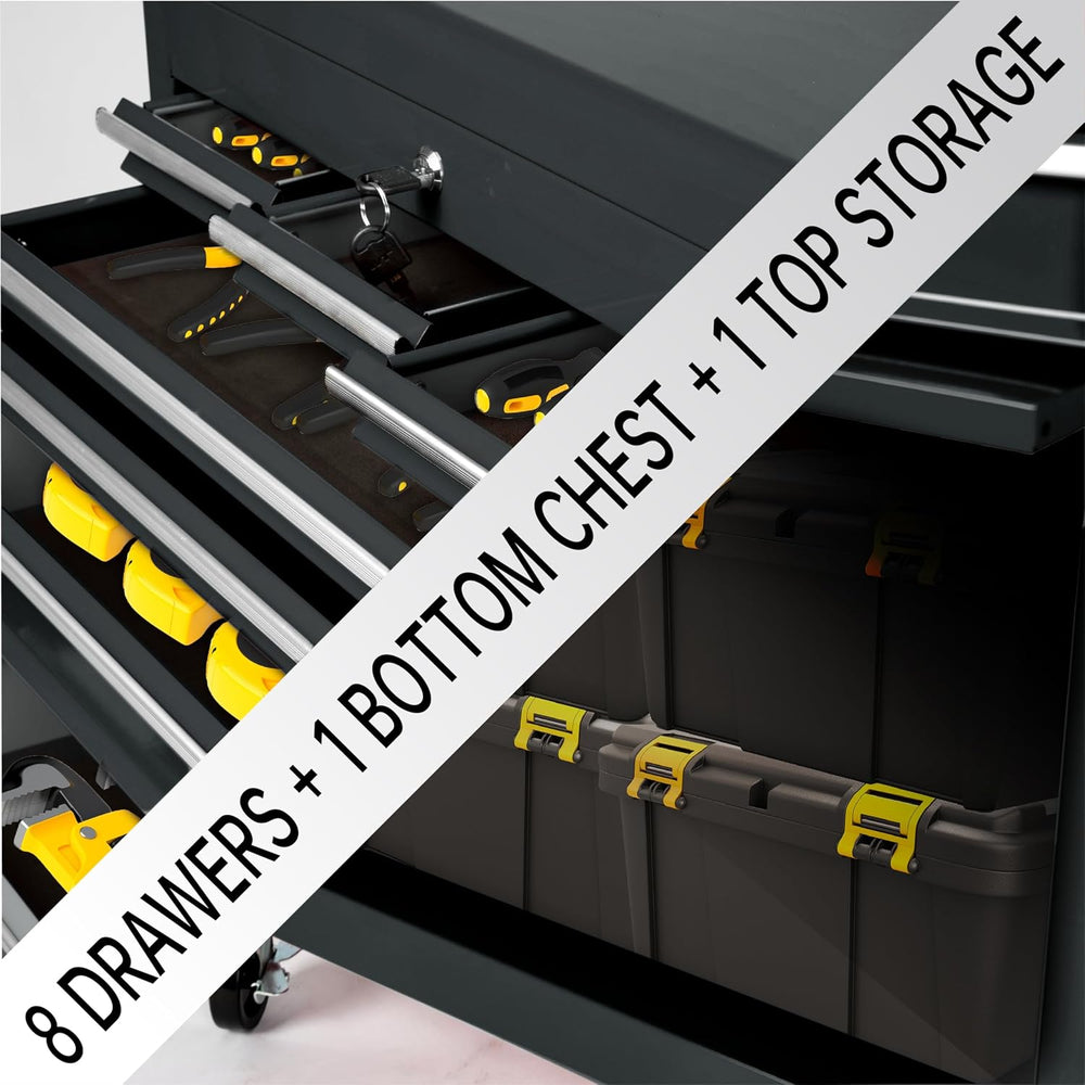 Maxority 8-Drawer Rolling Tool Chest with Lockable Wheels, Sliding Drawers, D...