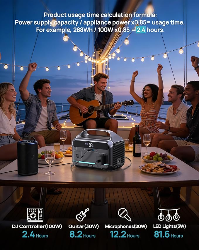 DARAN Portable Power Station 600W, 288Wh Solar Generator LiFePO4 Battery