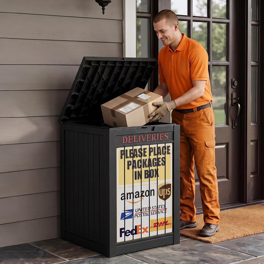 Package Delivery Boxes for Outside, Deck Storage Box Lockable Secure Design