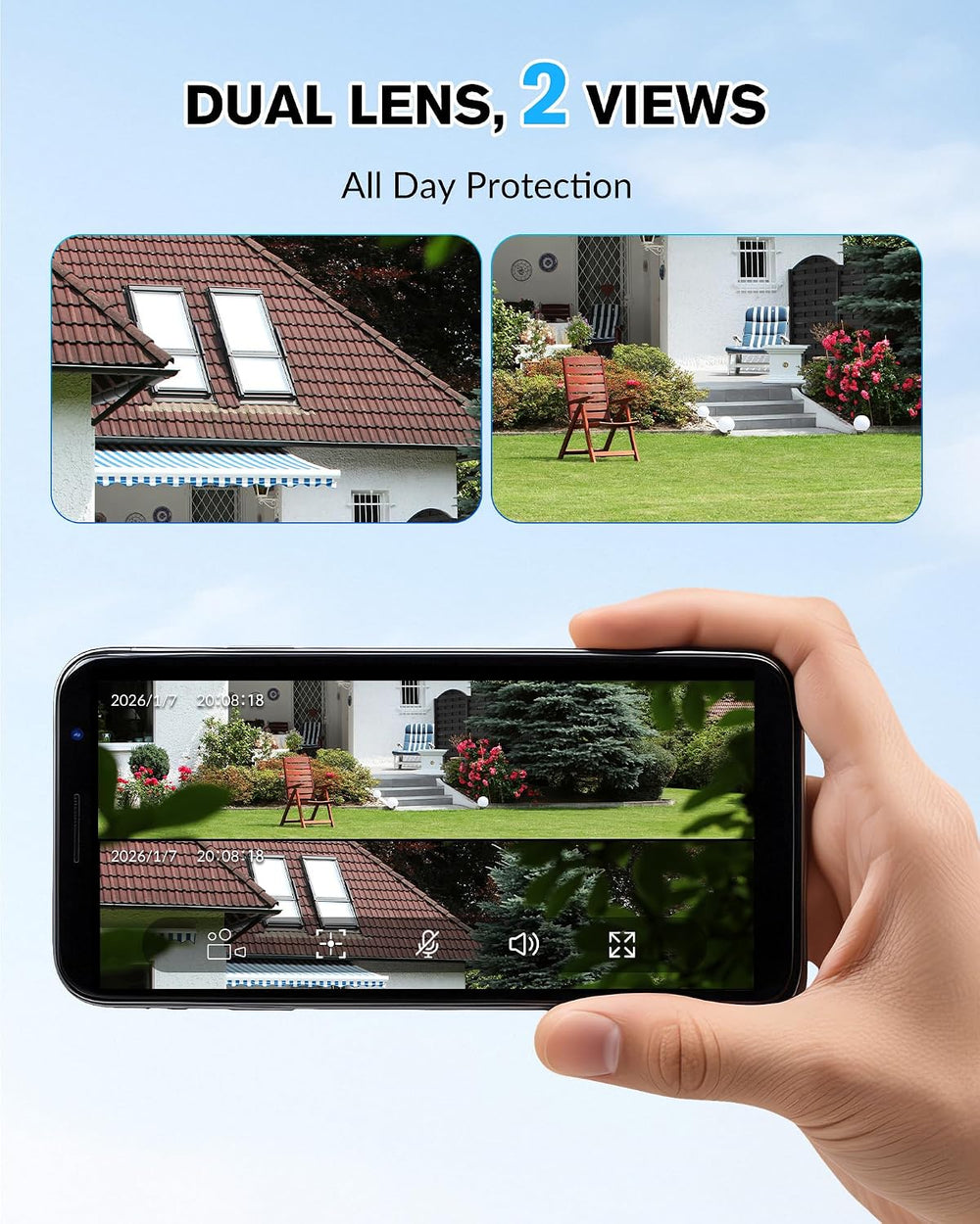 KEPEAK Solar Security Camera Outdoor Wireless, Dual Lens PTZ WiFi Camera 2.4G...