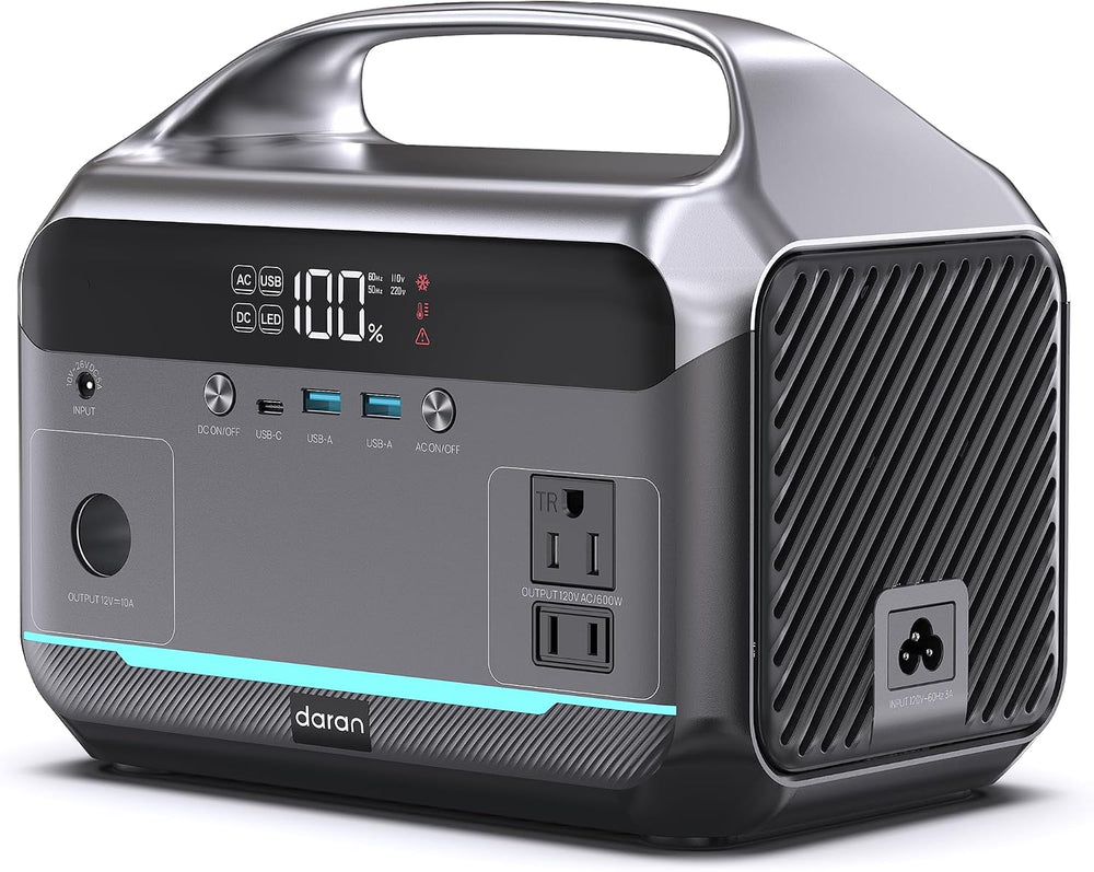 DARAN Portable Power Station 600W, 288Wh Solar Generator LiFePO4 Battery