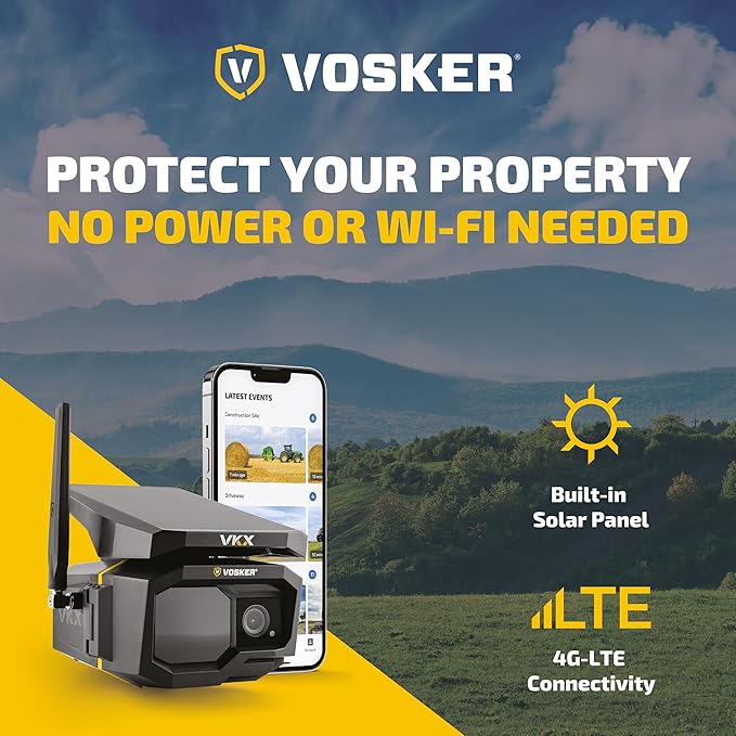 Vosker VKX Farmers Pack Solar 4G LTE Security Camera, Wireless Outdoor