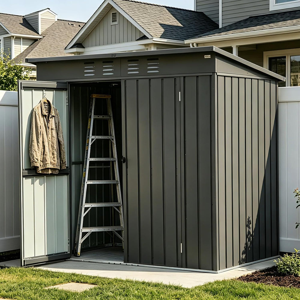 Domi Outdoor Storage Shed 6x4 FT,Metal Outside Sheds&Outdoor Storage Galv...