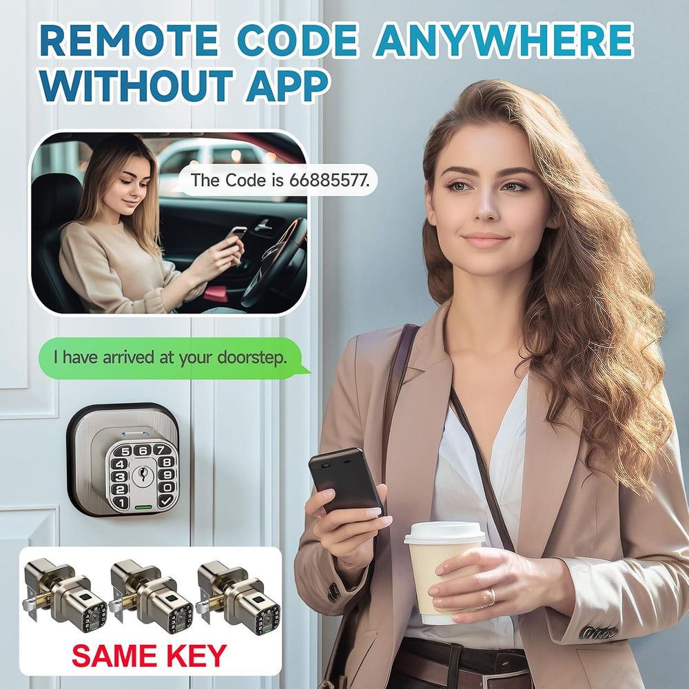 Richelock Fingerprint Door knob, Smart Biometric Door Lock with Keypad, Keyle...