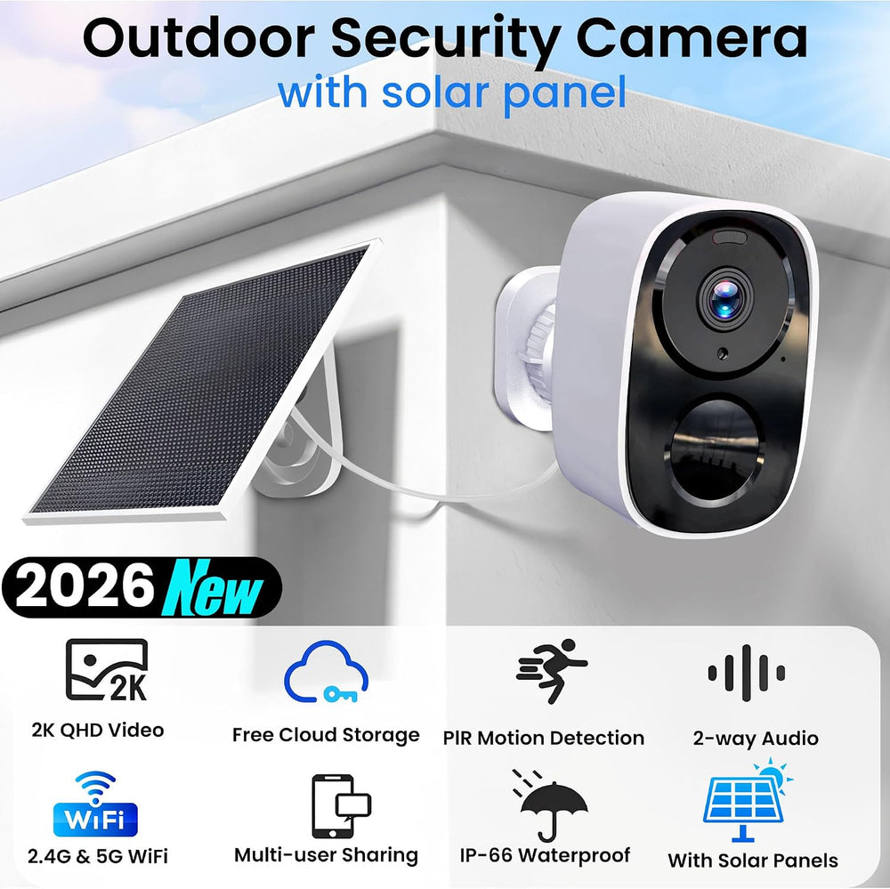 HITELLARCAM 2026 Upgraded 2K Security Cameras Wireless Outdoor with Solar Pan...