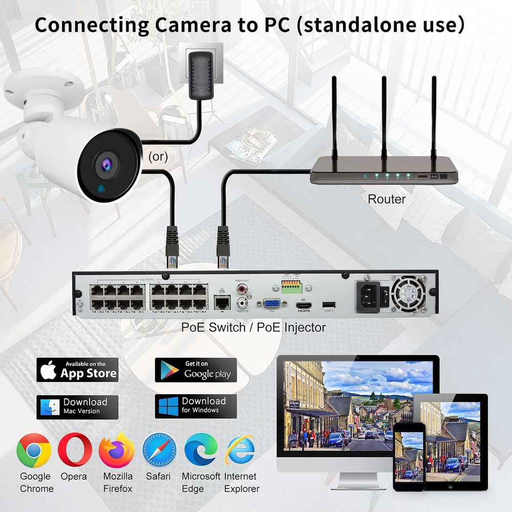 5MP PoE IP Bullet Camera Outdoor, H.265 PoE IP Security Camera