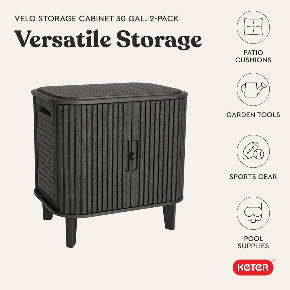 Keter Velo 30 Gallon Outdoor Storage Cabinet (2 Pack)
