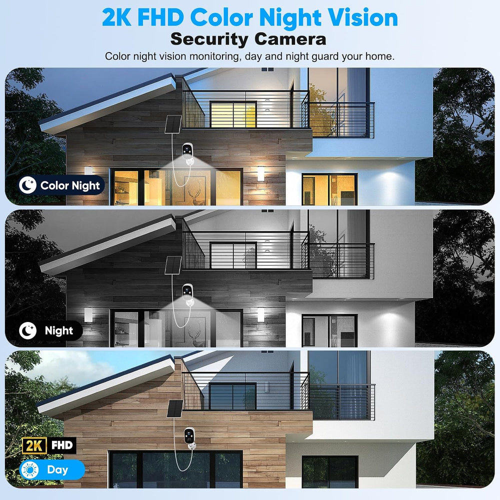 Solar Security Cameras Wireless Outdoor, 2K Solar Camera Wireless for Home, C...