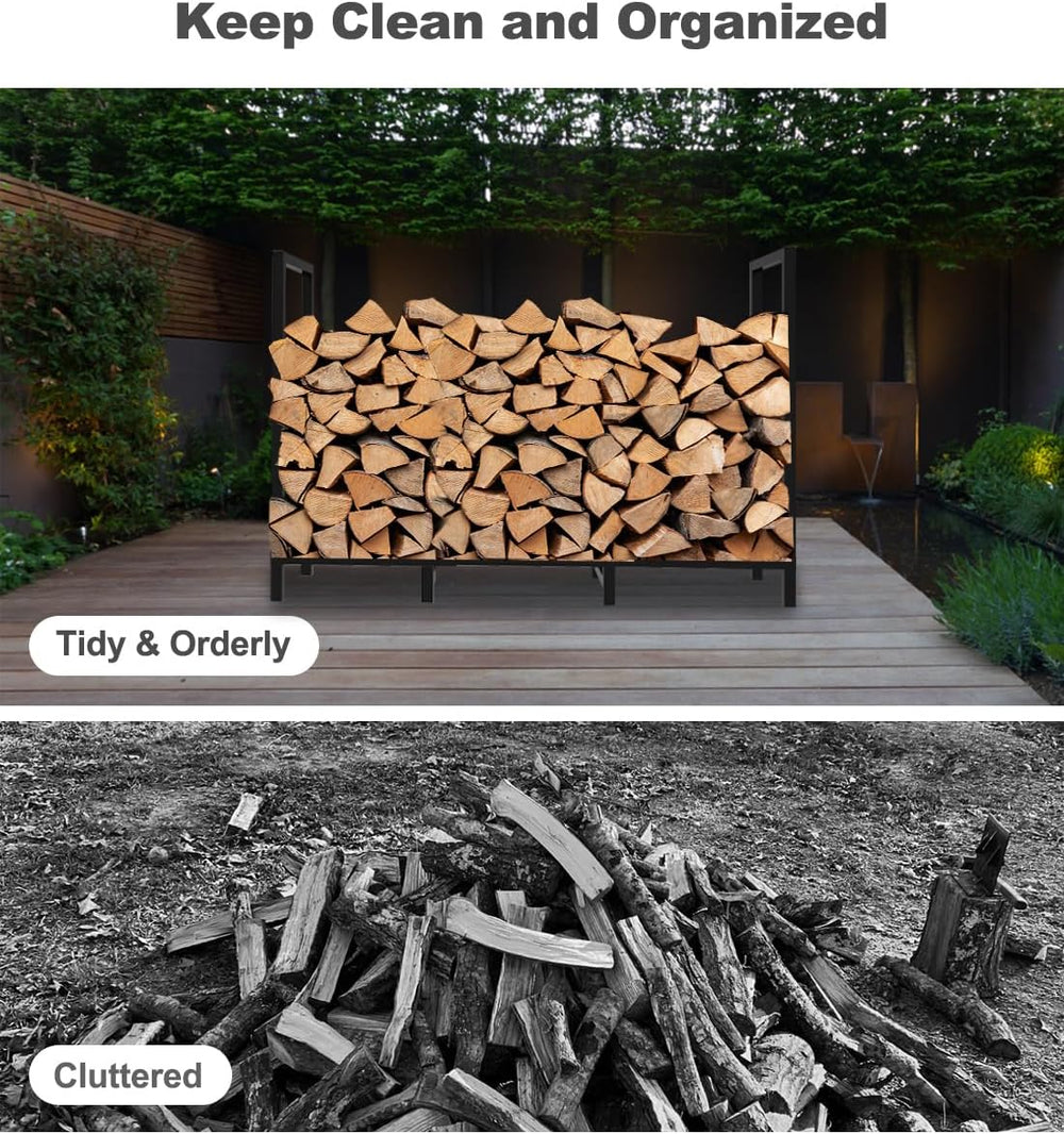4ft Outdoor Firewood Rack Log Holder for Fire Wood Pile Storage