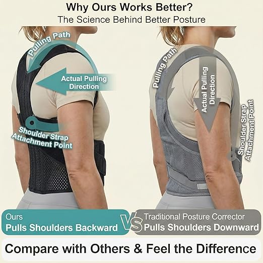 Full Back Posture Corrector for Women & Men – Pull-Back System Posture Br...
