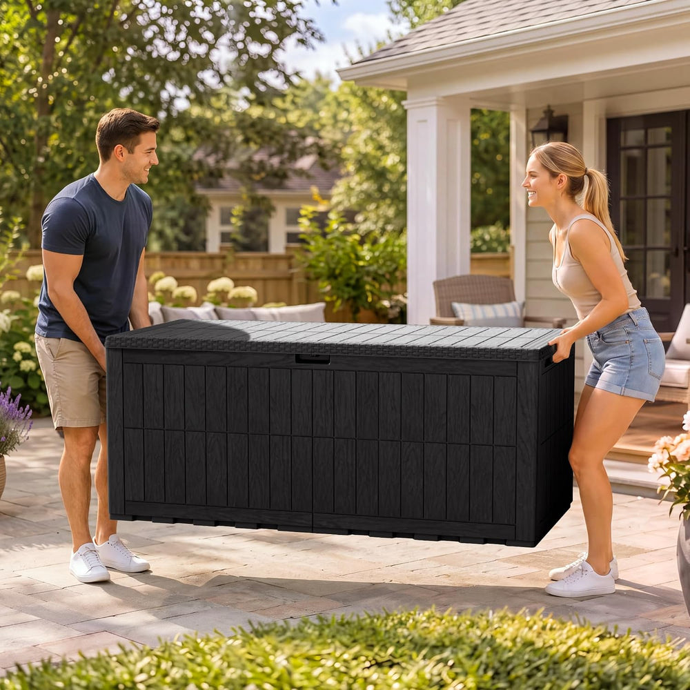 Flamaker 220 Gallon Large Outdoor Storage Box Waterproof, XL Resin Deck Box