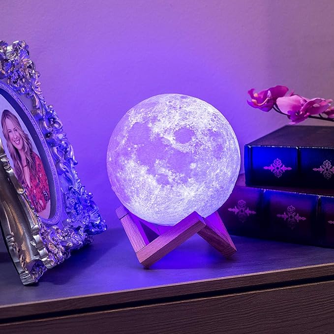 PRUGNA Moon Lamp, 1200mAh Ultra-Long Endurance Night Light, 7.1" 16 Colo...