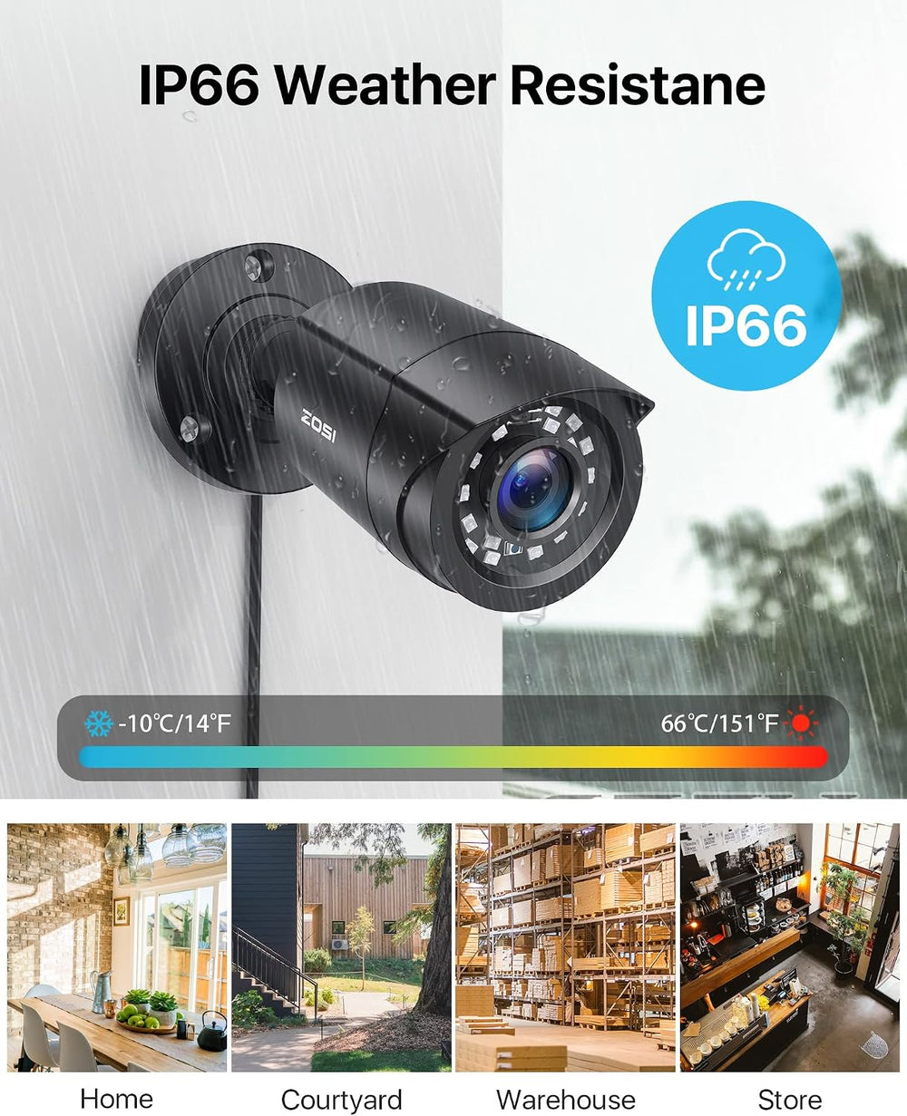 ZOSI 3K Lite Wired CCTV Camera System, 2 X 2MP Bullet Cameras, NO HDD