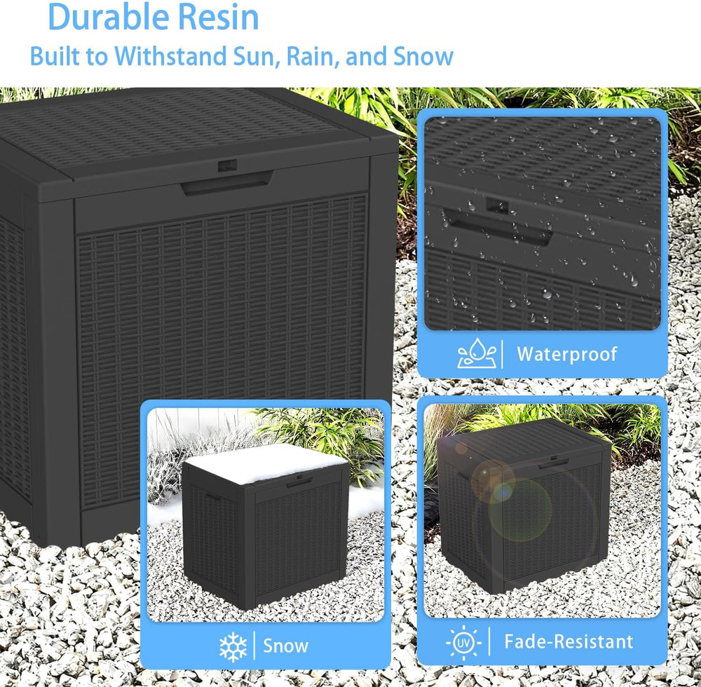Vixzen 36 Gallon Deck Boxes Outdoor Waterproof, Lockable Resin Storage Box wi...