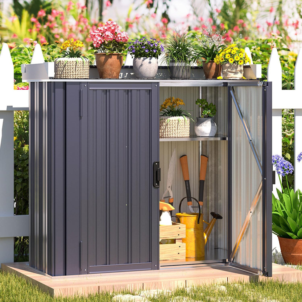 AECOJOY Outdoor Storage Cabinet Waterproof with Floor & Adjustable Shelves
